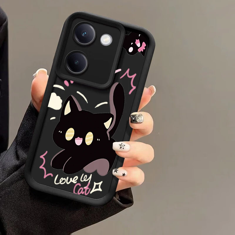 Черно-белый чехол с рисунком кошки для VIVO Y35 Plus S12 S10e S9 S9E Y200i Y36 Y36i Y12 Y100 Y78t Y77t