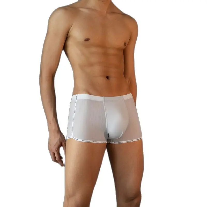 

3PCS/Lot Ultra-Thin Antibacterial Traceless Men's Ice Silk Solid Color Sexy U-Convex Design Underwear Boxers Shorts