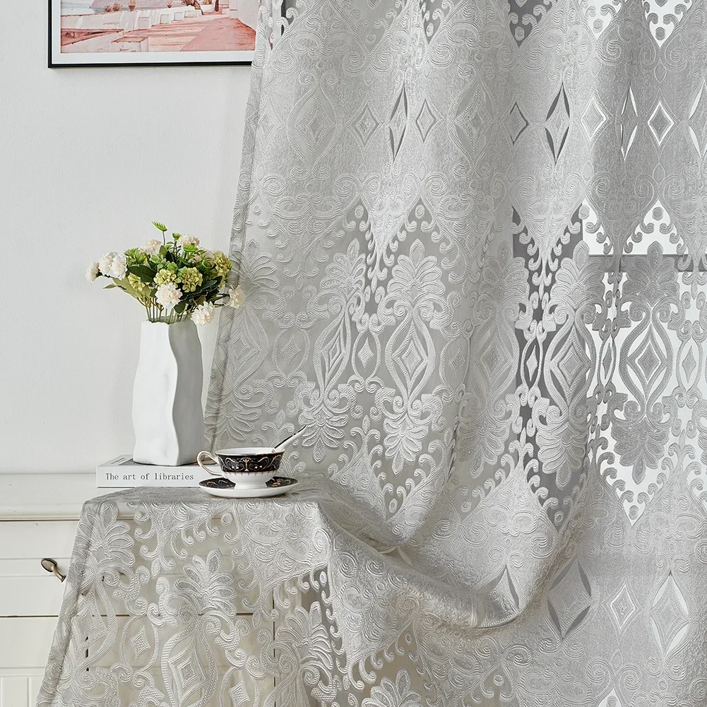 LEEJOOM Тюлевые марлевые шторы в европейском стиле с цветочным принтом оконные