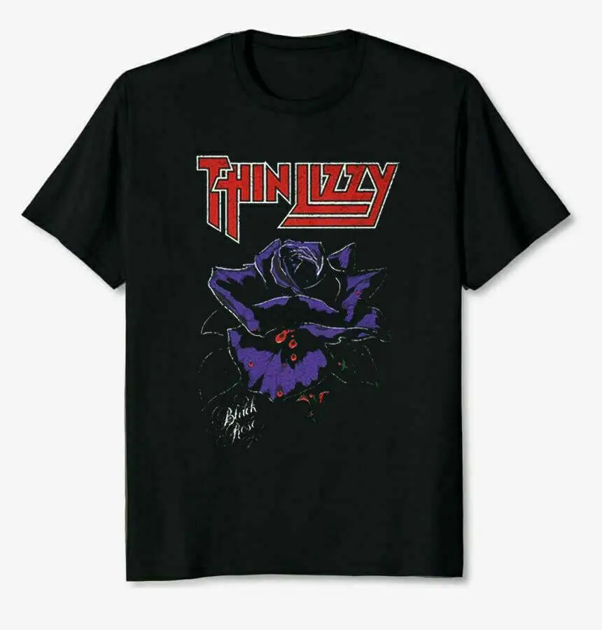 Тонкая футболка унисекс Lizzy с черной розой изображением легенды о рок-альбоме