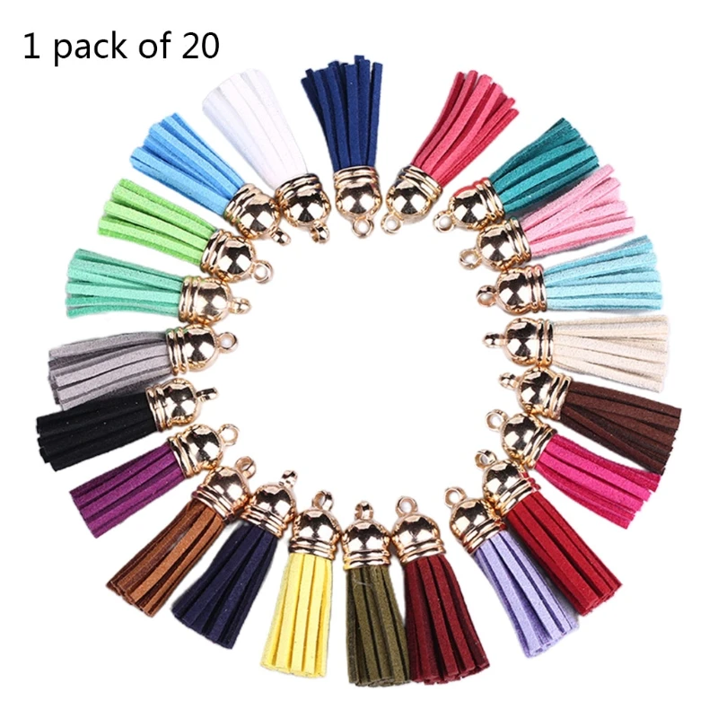 

20 Pcs/Pack 4cm Tassels Pendants Multi Colors Faux Suede Leather DIY Crafts Jewelry Earrings Keychain Making Accessory