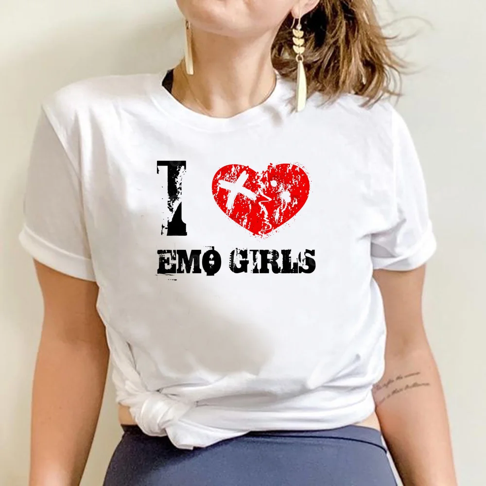 

Женская футболка в стиле аниме «i love emo girls», y2k, одежда в стиле Харадзюку 1920-х