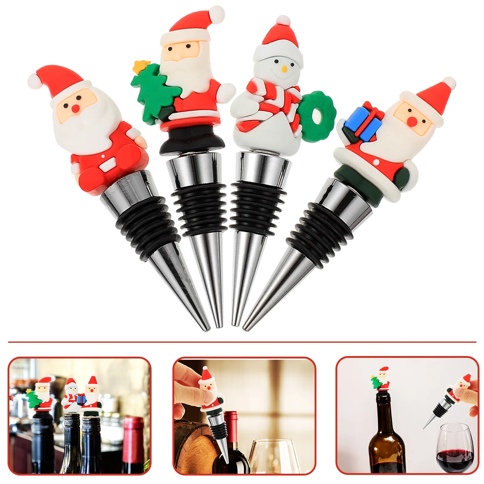 

Stopper Bottle Christmas Party Santachampagne Plug Stoppers Suppliesdecorative Cap Beverage New Year Red Favor Decoration