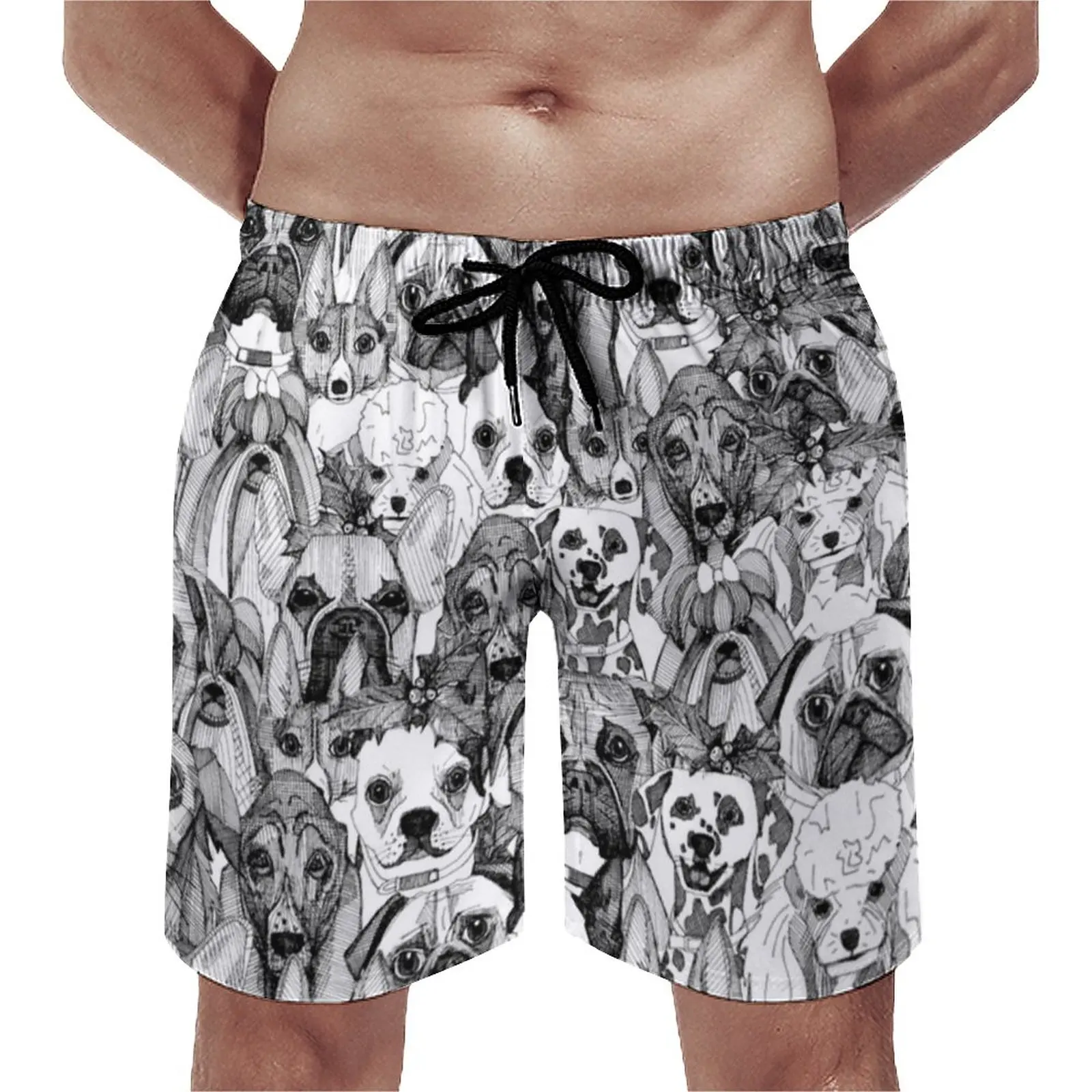 

Шорты с изображением рождественской собаки, летние шорты с абстрактным изображением собаки, пляжные шорты для мужчин, быстросохнущие модные дизайнерские пляжные трусы