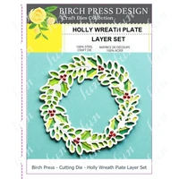 flowers metal cutting dies 2022 new holly wreath plate layer set for diy scrapbooking paper craft supplies embossing decoration