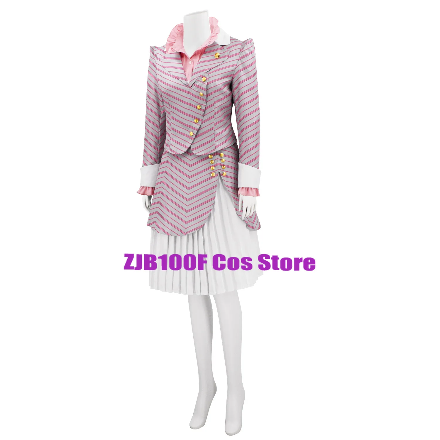 Костюм для косплея Wicked Glinda из фильма униформа в полоску пальто юбка розовая