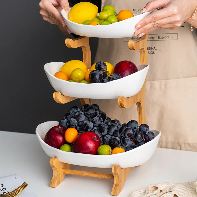 

1pcs Living Room Home Three-layer Plastic Fruit Plate Snack Plate Creative Modern Dried Fruit Fruit Basket Plastic Candy Dish