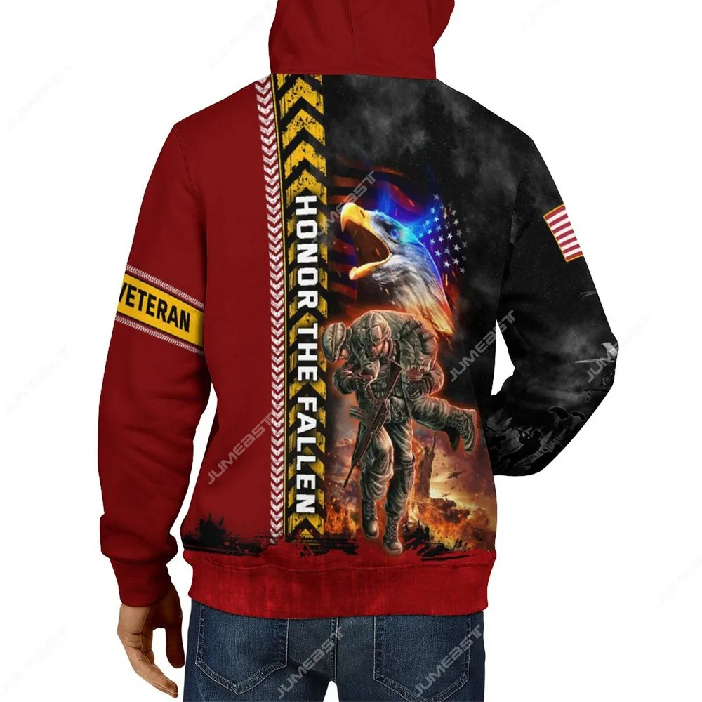 Jumeast мужские толстовки с 3D-принтом на День ветеранов свободные красные большого