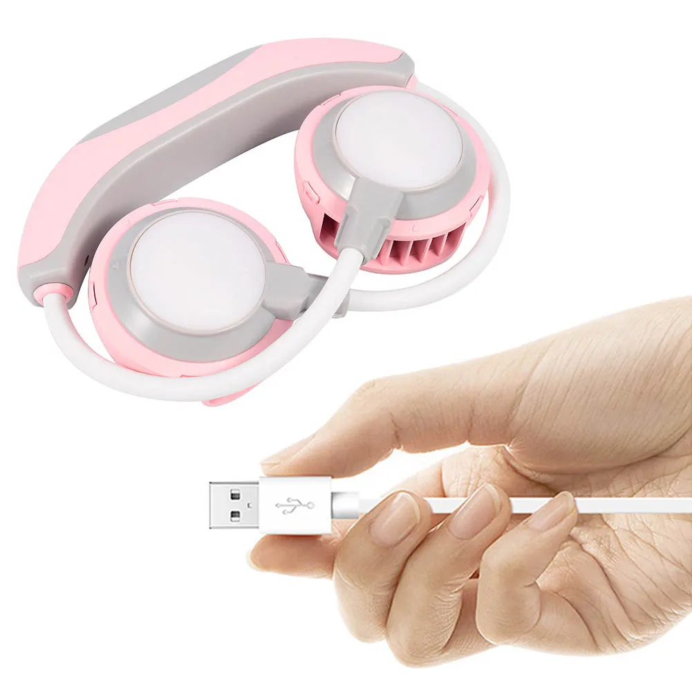 

3 Wind Speeds Fan USB Rechargeable Mini Bladeless Neck Band Hanging Pocket Fan Mini Desk Rechargeable Quiet Office