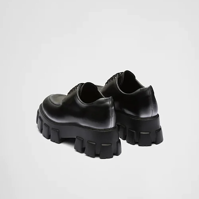 Luxury Brand Designer Women Derby Shoes Round Toe Sewing Lace-Up Flats Spring Autumn Thick Sole Platform Shoes Woman