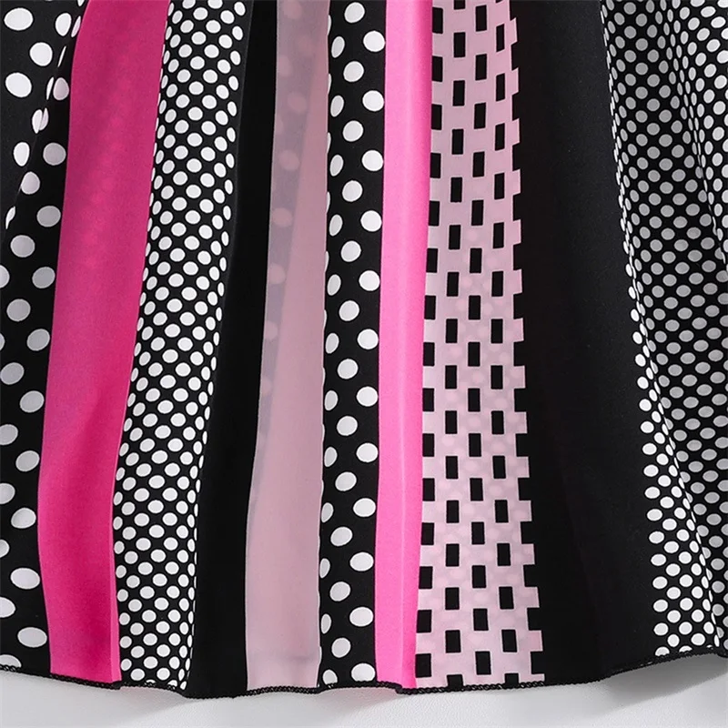 Платье детское летнее в горошек с круглым вырезом и поясом