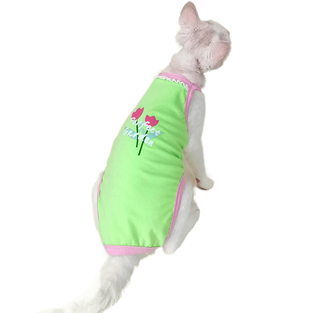 

Summer Devon Rex Thin Sling Four-legged Sphynx Cat Clothes Vest Belly Protection Cotton Sphinx Hairless Cat Clothes