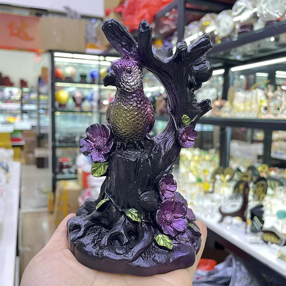 

Magpies Singing on The Treetops Statue Resin Craft Crystal Ball Base Lucky Fengshui Ornaments Auspicious Home Decoration