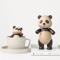 nordic modern wooden panda figurine cute animal wood dolls home desktop decoration accessories handicraft toys creative gifts