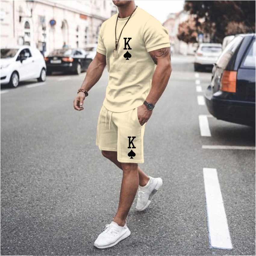 Fashion Pure Cotton T Shirt Shorts Men Tracksuit 2 Piece Sets Brand Man Clothing Streetwear Casual Sports Outfits Free Shipping