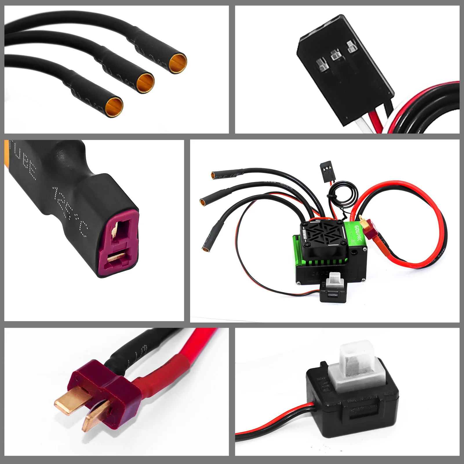 Фото GOUPRC 60A Бесщеточный RC ESC 2-3S Водонепроницаемый электрический регулятор скорости для масштаба 1/10 Аксессуары RC Грузовик Внедорожник №4