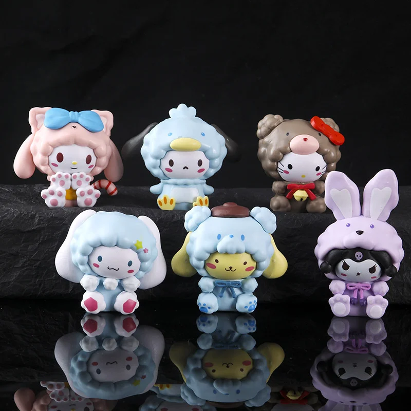 

6Pcs Set Sanrio Anime Figure Doll 6cm Kawaii Kuromi Melody Model Accessories Children's Toys Gift Action Figures Hobbies Gifts