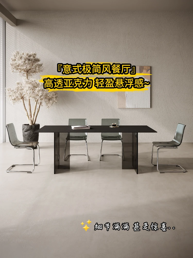 w restauracji z kamiennej płyty czysta czerń akrylowe zawieszenie prostokątne nowoczesne małe mieszkanie restauracja domowy stół do jadalni