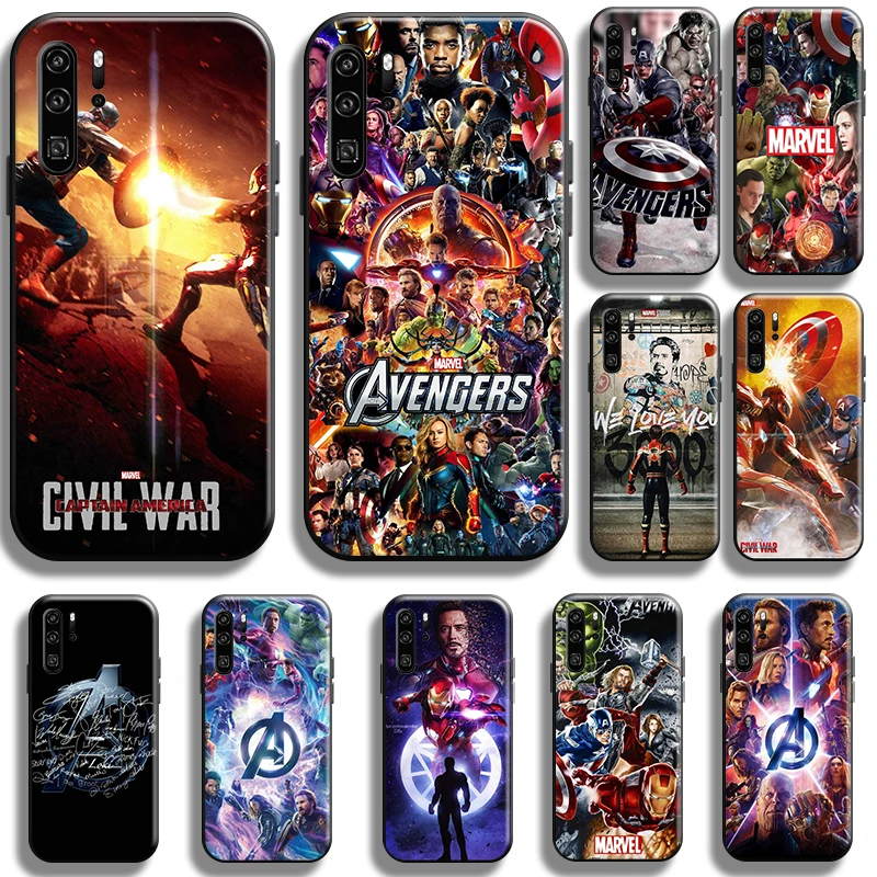 

Marvel Avengers Logo Phone Case For Huawei Honor 10 10i 9 9A 10X 9X 8X Pro Lite Liquid Silicon Cases TPU Shockproof Black Funda