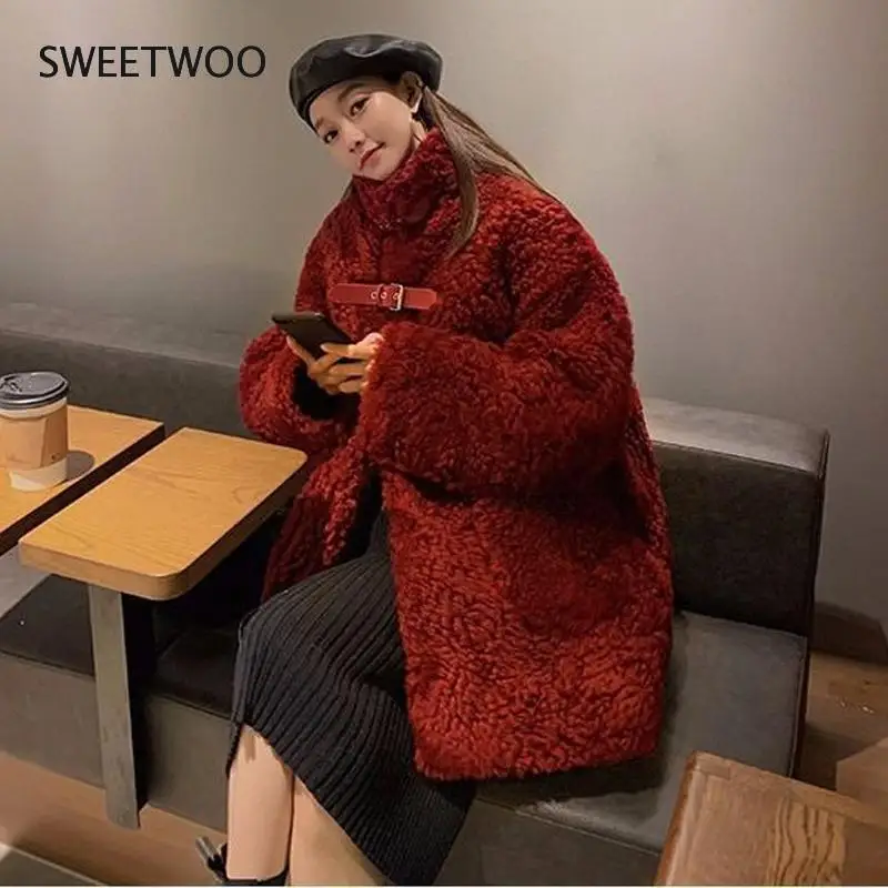 Thicken Warm Teddy Fur Long Winter Coat Jacket Woman Faux Fur Casual Fashion 2020 Lamb Fluffy Loose Outerwear Female Contracted