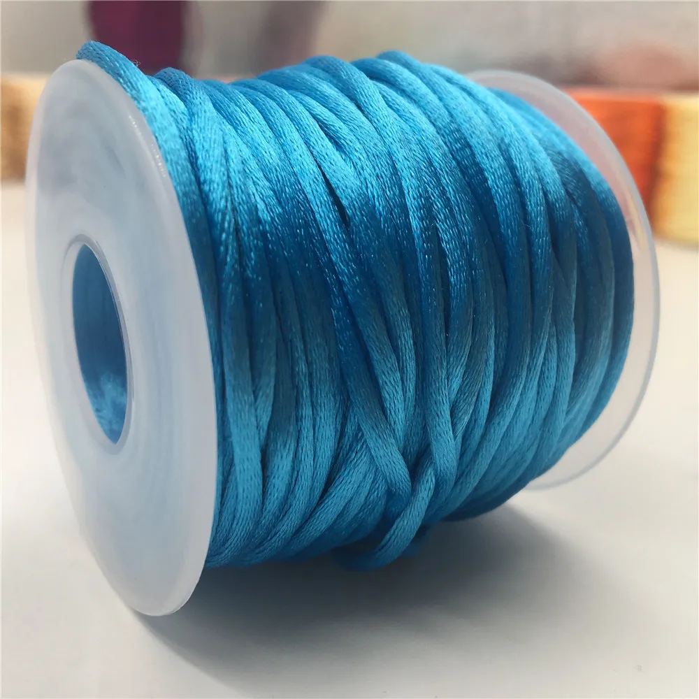 

2mm Blue Rattail Satin Cord Thread Chinese Knot Macrame Bracelet Braided String DIY Tassels Beading Thread 10-225meters