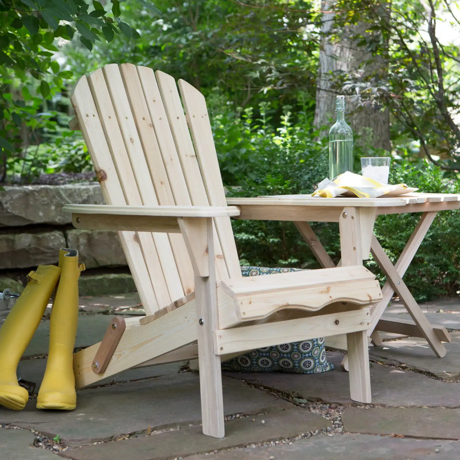 

Contemporary Home Living Folding Wood Adirondack Chair - Beige