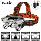 Яркий переносной налобный фонарь из АБС-пластика, 5 светодиодов, USB-зарядка, встроенный аккумулятор 18650, фонарик, легкий уличный фонарь для работы, кемпинга