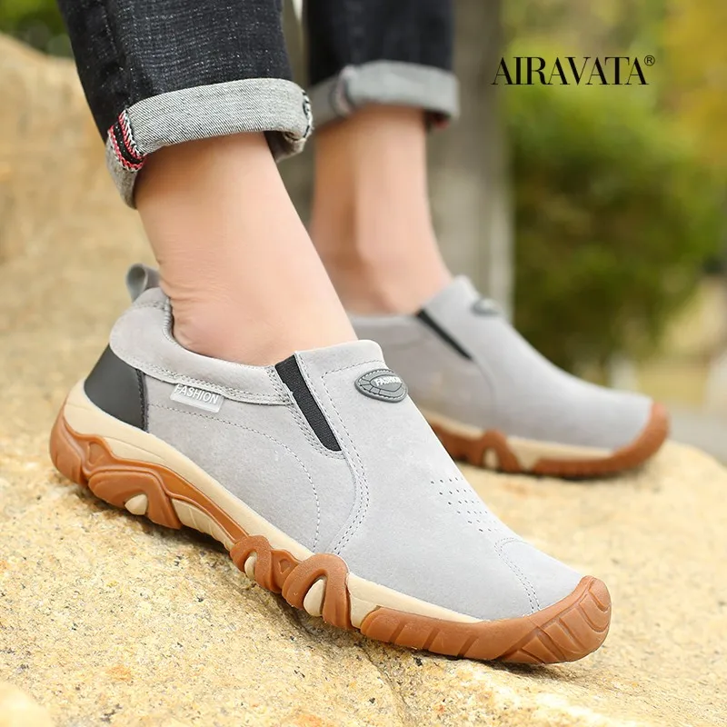 Men Casual Sneakers Leather Breathable Outdoor Hiking Shoes Men Non-Slip Trekking Shoes Mens Moccasins Zapatos Hombre