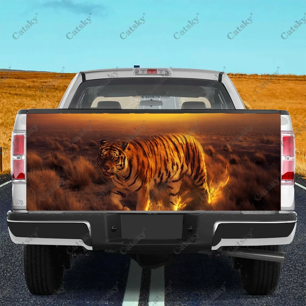 

Custom Trippy Tiger Men's Car Tail Trunk Protect Sticker Decal Car Body Automobile Decoration for SUV Off-road Universal Pickup