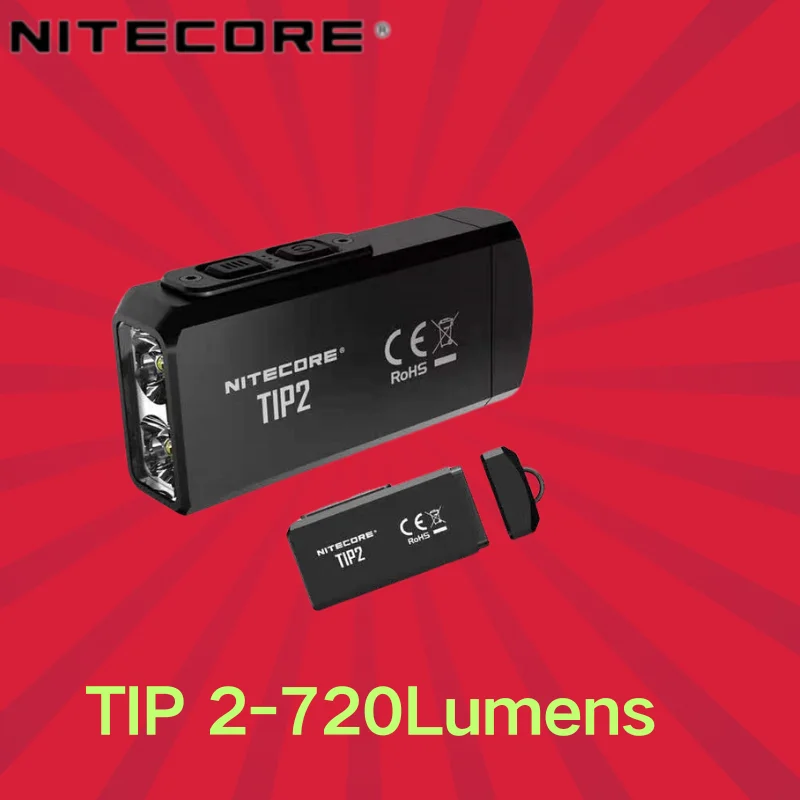 NITECORE TIP2 брелок Светильник 720 люмен использует 2 x CREE XP-G3 S3 светодиодный перезаряжаемый двухъядерный Магнитный мощфонарь