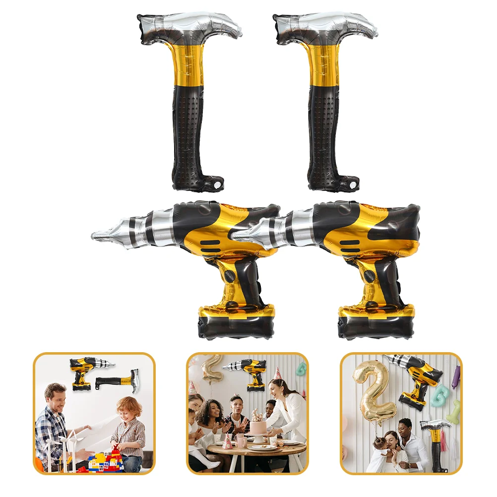 

Pneumatic Hammer Birthday Party Decoration Boys Construction Repair Tool Balloons