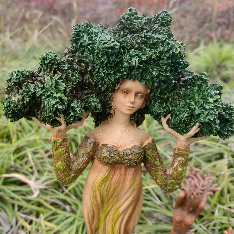 

F2TE Spring Mother Earth Art Statue Resin Decorative Figurine Desktop Decor for Indoor Outdoor Garden Yard Decoration