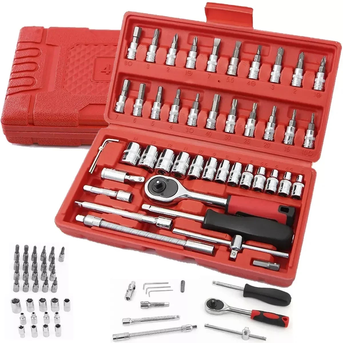 

Multipurpose Tool Game Sockets 46pcs Steel Parts With Professional Case Repair Ratchet Screwdriver set free shipping