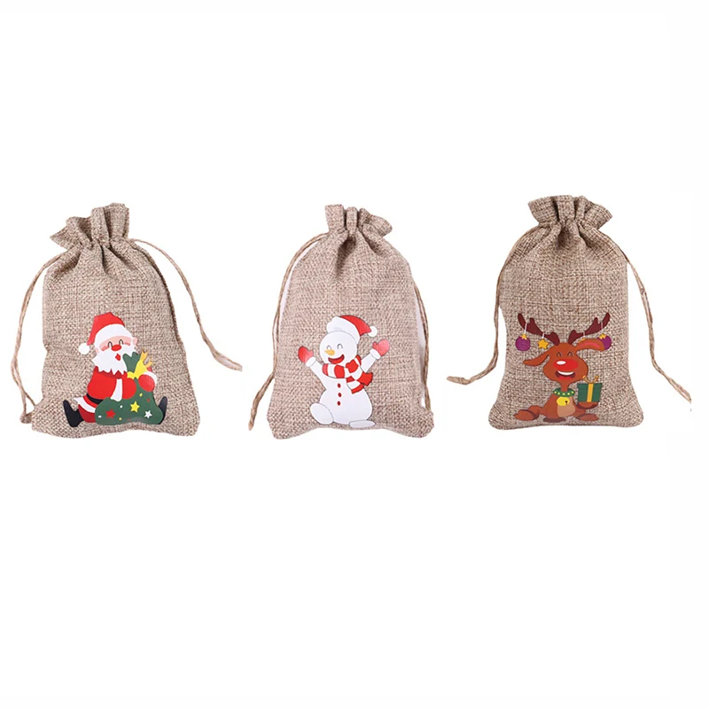 

Santa Claus Christmas Gift Bag Decoration Gift Gunny Bag Christmas Socks Sack Small Object Candy Storage Bags High Quality