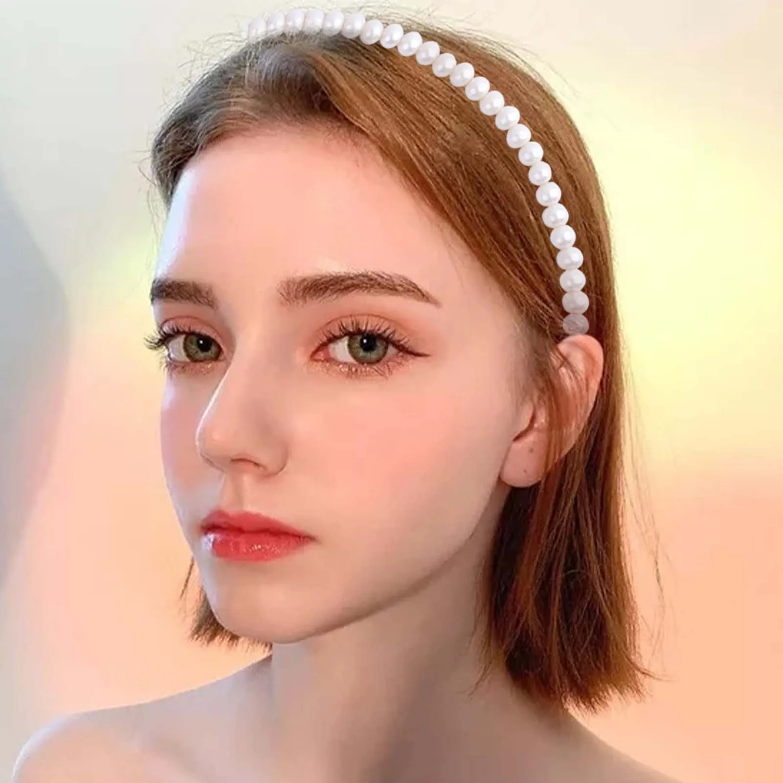 

2022 New Sweet Simulation Pearl Hairbands Handmade Hair Hoops Wedding Pearl Headband Metal Bridal Headwear Bands Clip