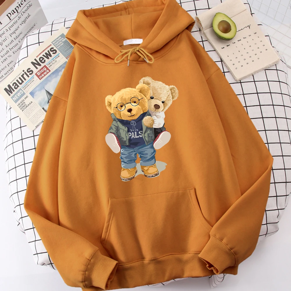

We Are Best Friends Teddy Bear Print Man Hoodie Casual Quality Hoodies Harajuku All-Match Streetwear Oversized Fashion Tracksuit