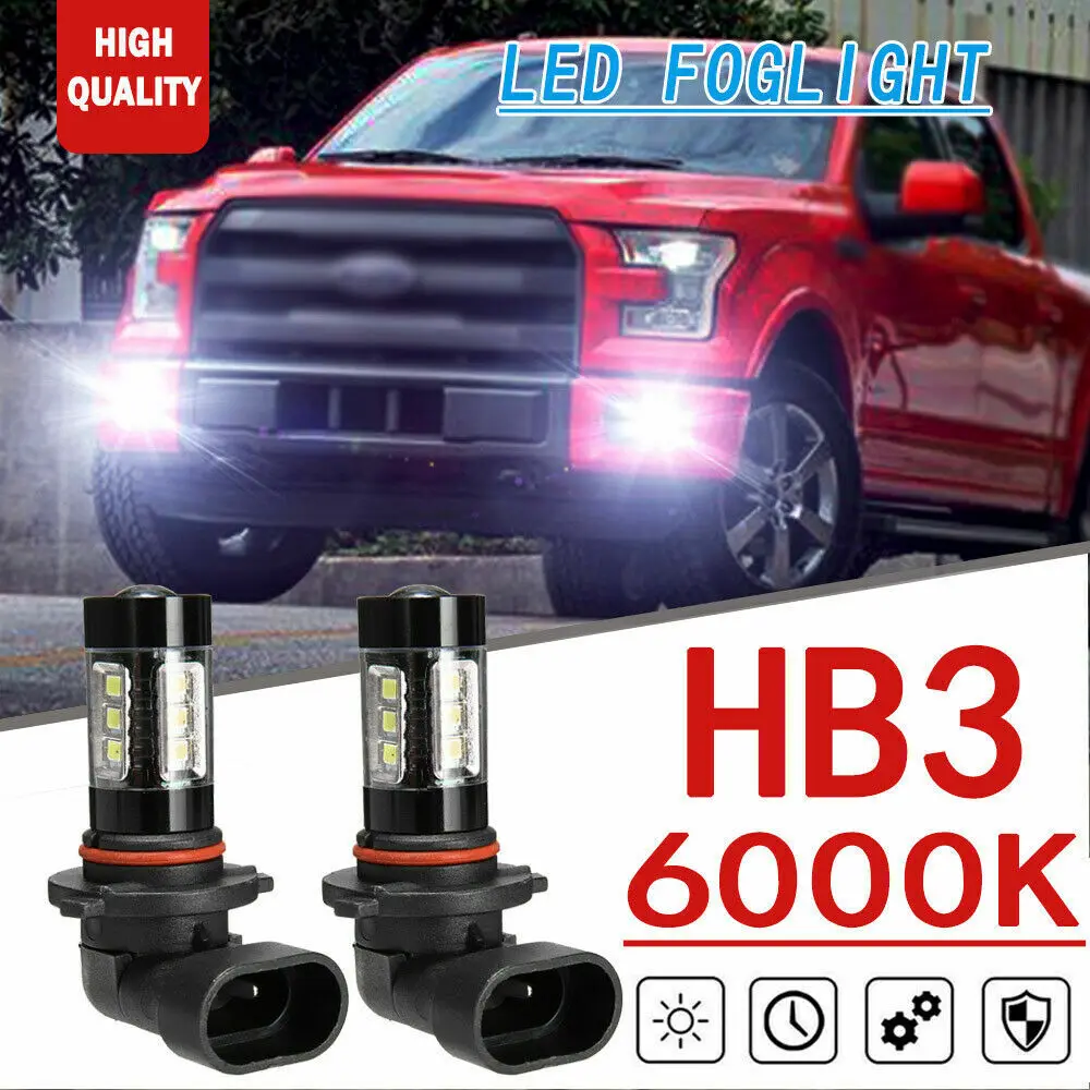 

2pcs 9005 80W Upgrade LED Fog Light Xenon White Bulbs For Ford F150/F250 02-10