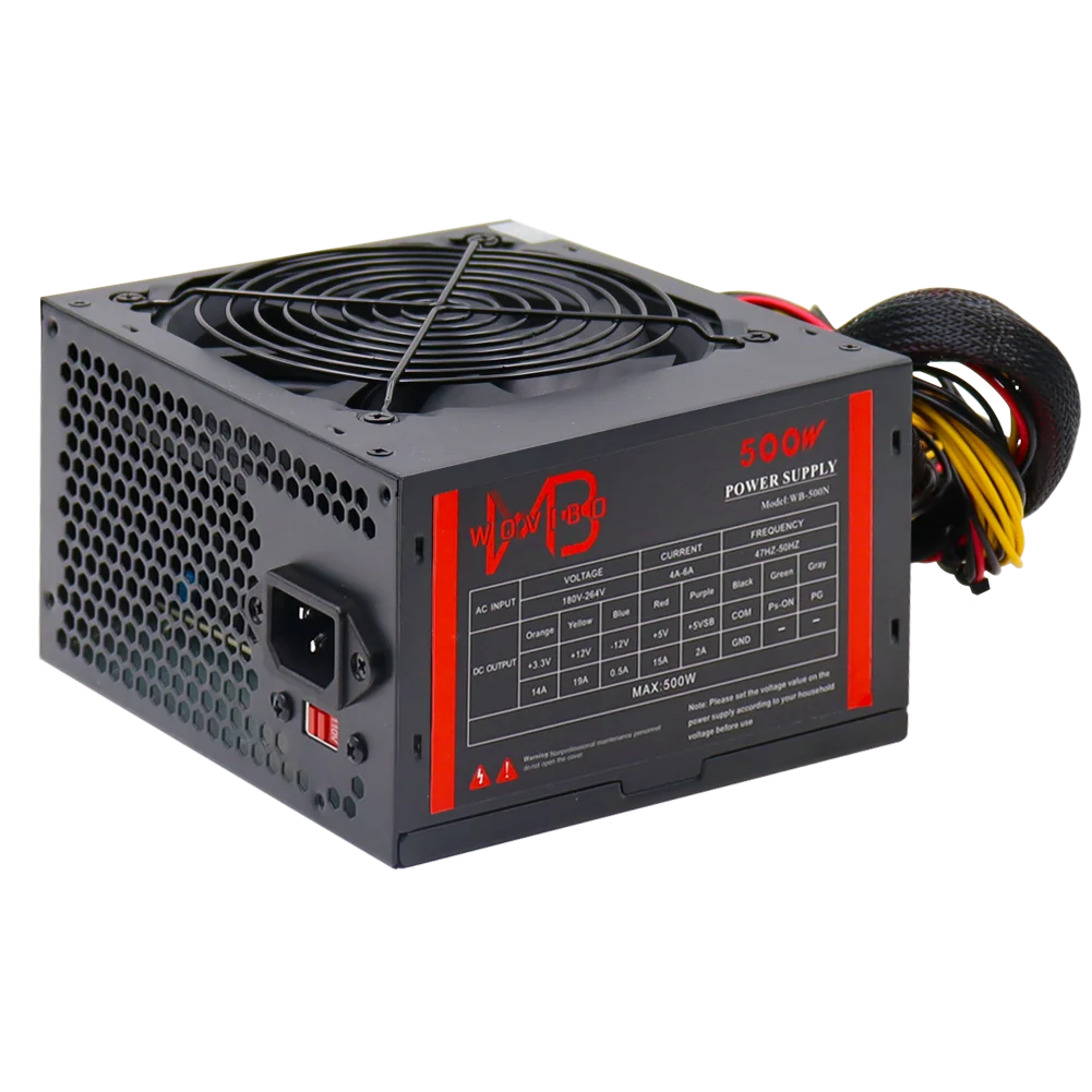 pc power supply psu rated 500w 110v 220v bivolt for atx computer case gaming 120mm fan 2024pin 12v desktop source btc eu plug free global shipping