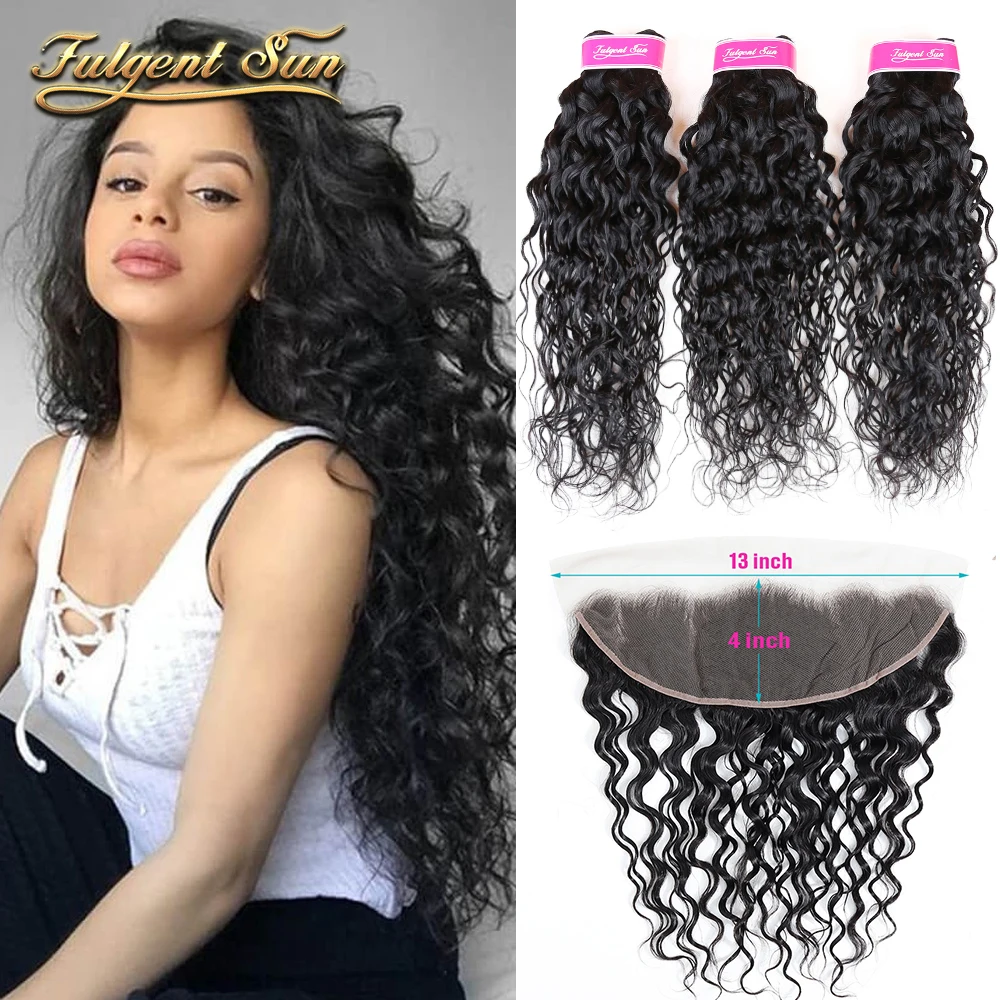 

13x4 кружевной фронтальный и 3 пряди волнистых волос перуанские человеческие волосы пучки с фронтальной предварительно выщипанной линией во...