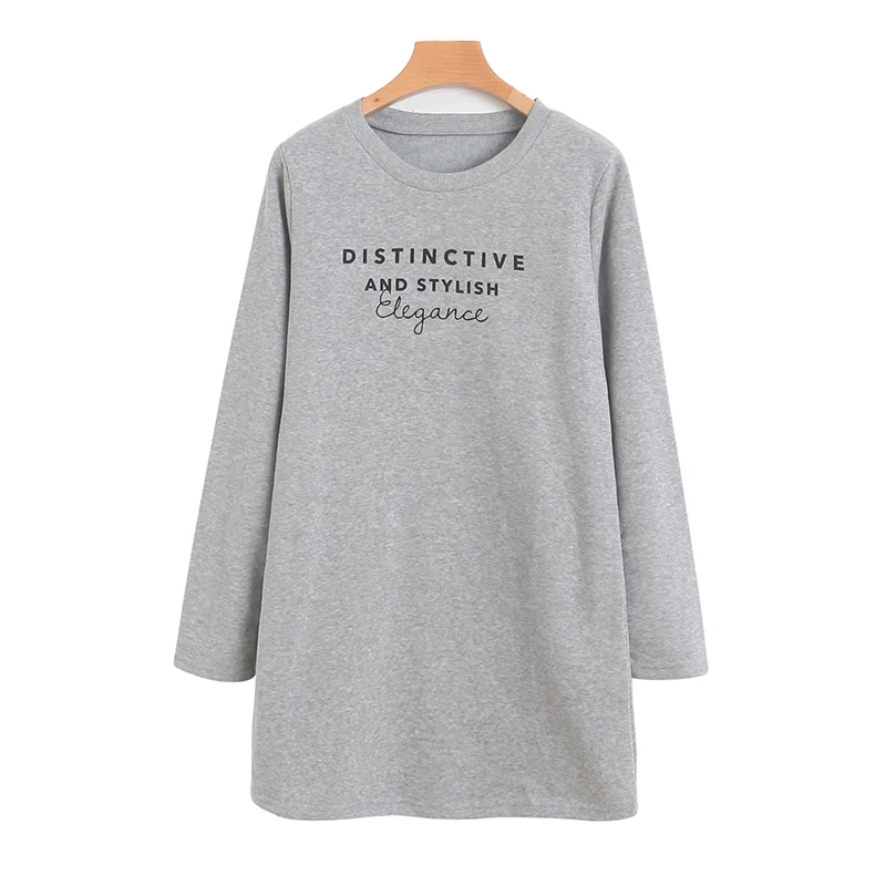 

Plush Sweater Casual Round Neck Pullover Slim Long Sleeve Printed Top 9818