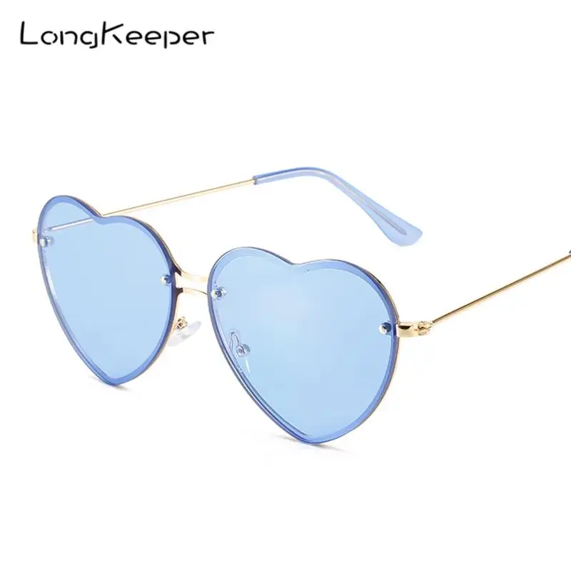 

2022 Women Fashion Colors Heart Shape Tinted Party Sunglasses Girls Vintage UV400 Ocean Lens Metal Frame Female Sun Glasses