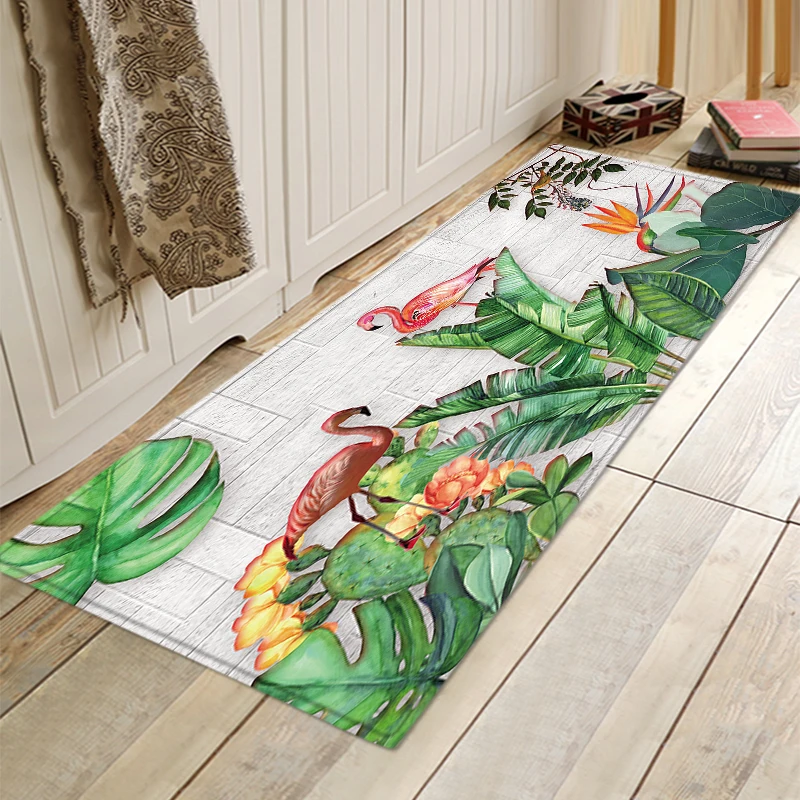 

Nordic Tropical Rainforest Plant Leaves Rugs Bedroom Bathroom Non-Slip Floor Mats Living Room Kitchen Hallway Entrance Carpet