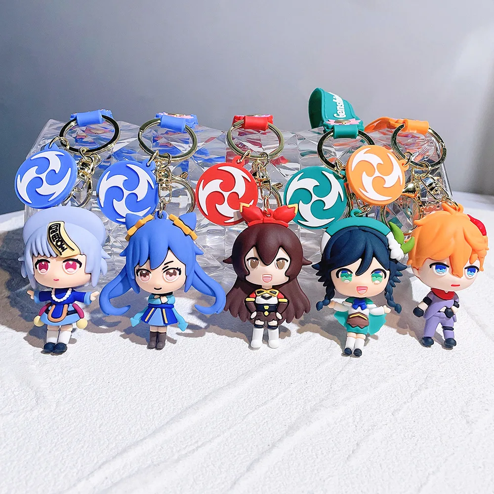 

Брелок для ключей с героями аниме, игры, котенка, героев мультфильма Genshin