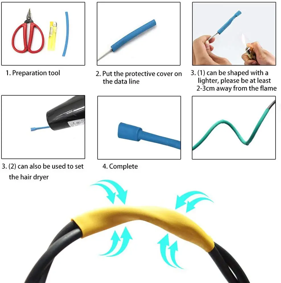 Набор термоусадочных трубок для электрических проводов 2:1 5 цветов 850 шт. 12