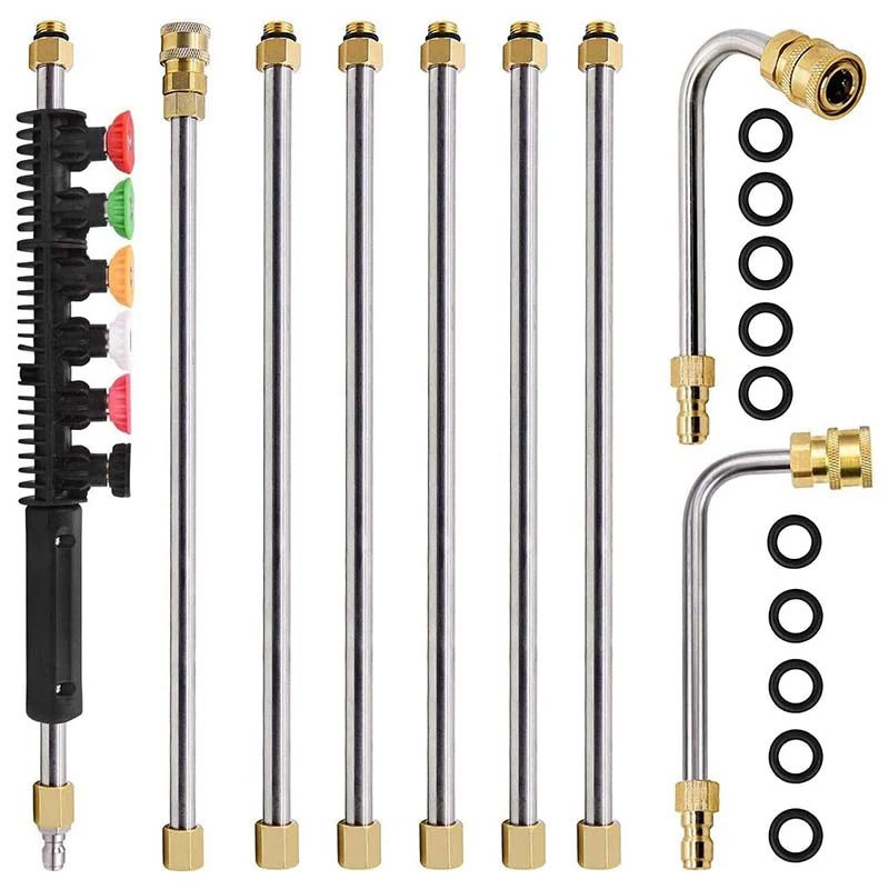 Newpressure Washer Wand Extension - Power Cleaner 10 FT Replacement Lance With 6 Nozzle Tips Curved Rod 4000 PSI