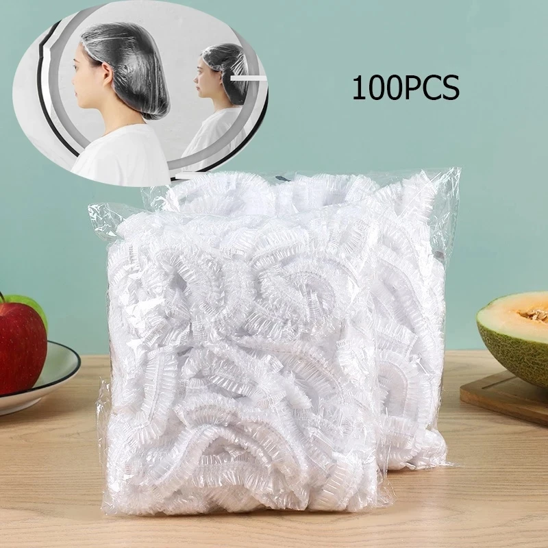 

100pcs Disposable Shower Cap Elastic Mesh Shape Non-woven Bath Hat for Eyelash Extension Clear Waterproof Hair Hat Shower Cap