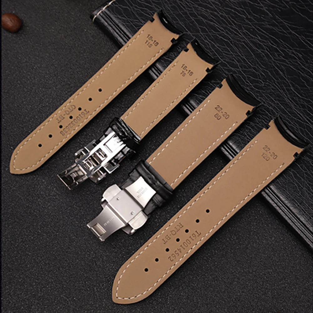 OTMENG Calfskin Genuine Leather 22mm Watch Men's Strap for Tissot 1853 T035627A T035210A  Couturier Watch Band Butterfly Buckle