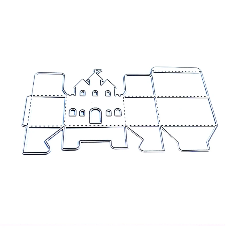 

3D Hollow School Castle Candy Box Stitched Metal Cutting Dies Stencil DIY Handmade Folding for CASE Embossing Tool Die Cuts Card