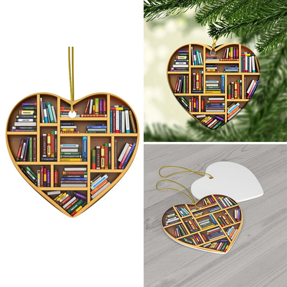 

1 шт. 10 см подвесная книжная полка в форме сердца для влюбленных, украшения для рождественской елки, Рождественская акриловая книжная полка, ...