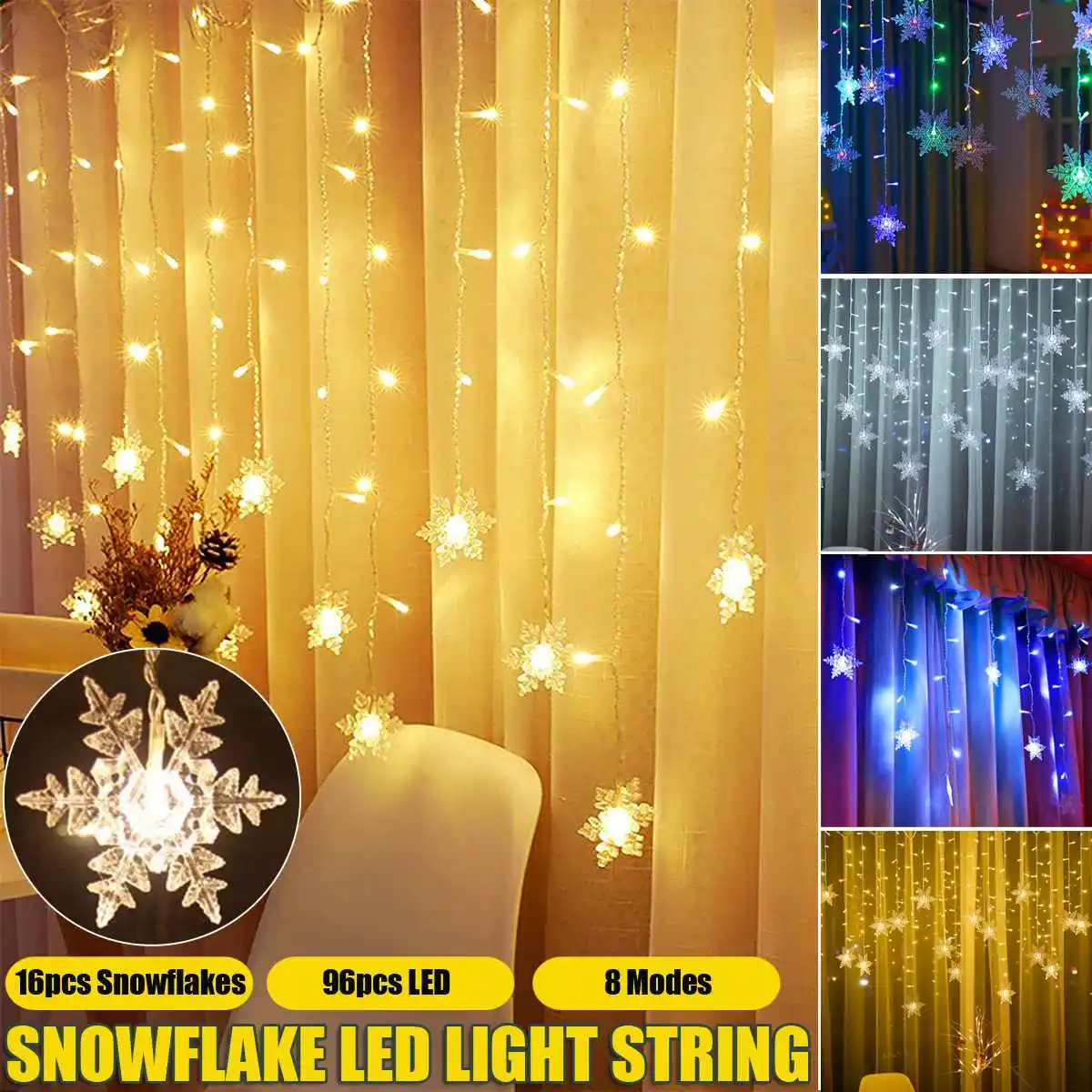 

3.5m 96 LED Star Lamp Christmas Garland String Lights Fairy Curtain Light For Home New Year Party Bar Wedding Holiday Decor